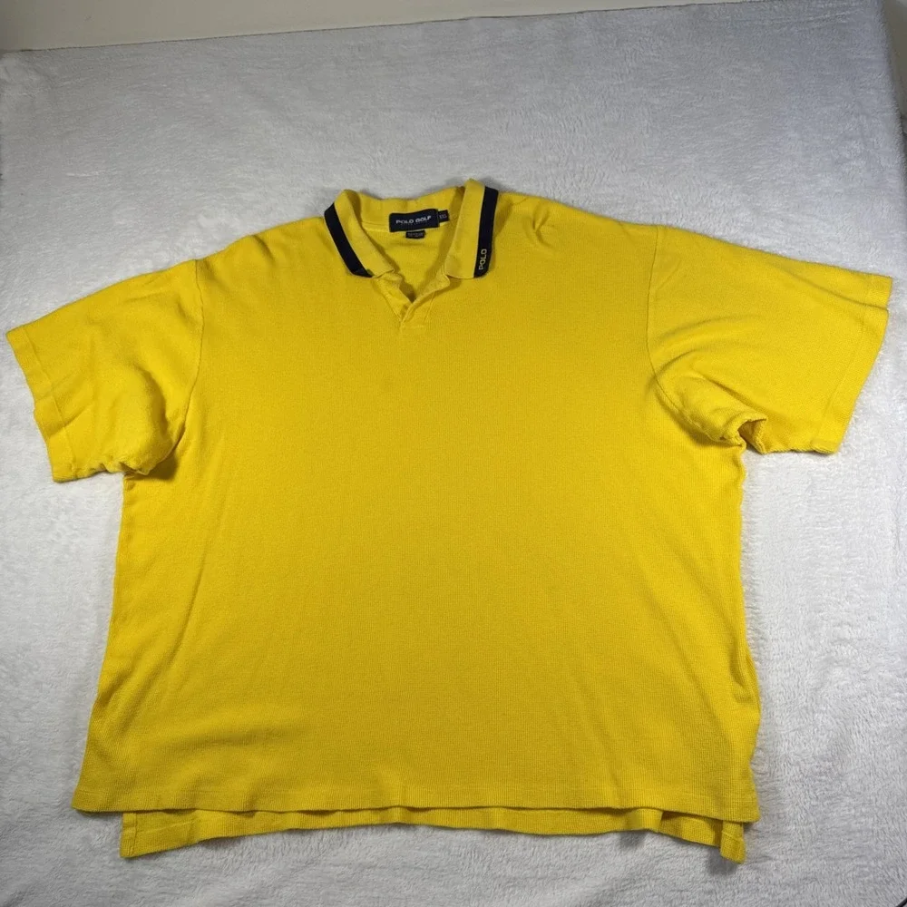 Ralph Lauren Vintage Polo Adult Shirt 2XL Yellow Casual Golf‎ Tennis Preppy Men